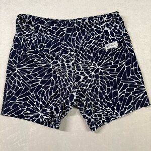 Dynamic Navy and White Patterned Athletic Shorts